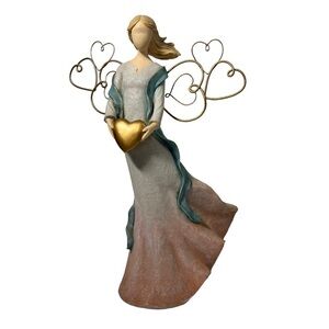 Westland Florentine Angel Holding Heart‎ by Matthew Danko Figurine 9” Wire Wings